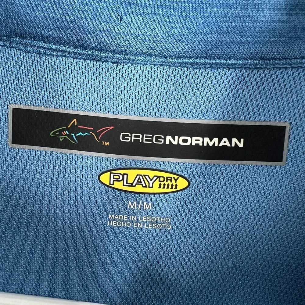 Greg Norman Pullover Mens Medium Blue Long Sleeve 1/4 Zip Golf Mock‎ Neck